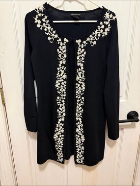 Embroidered Black Long Sleeve Dress by Grace Dane Lewis - Size M